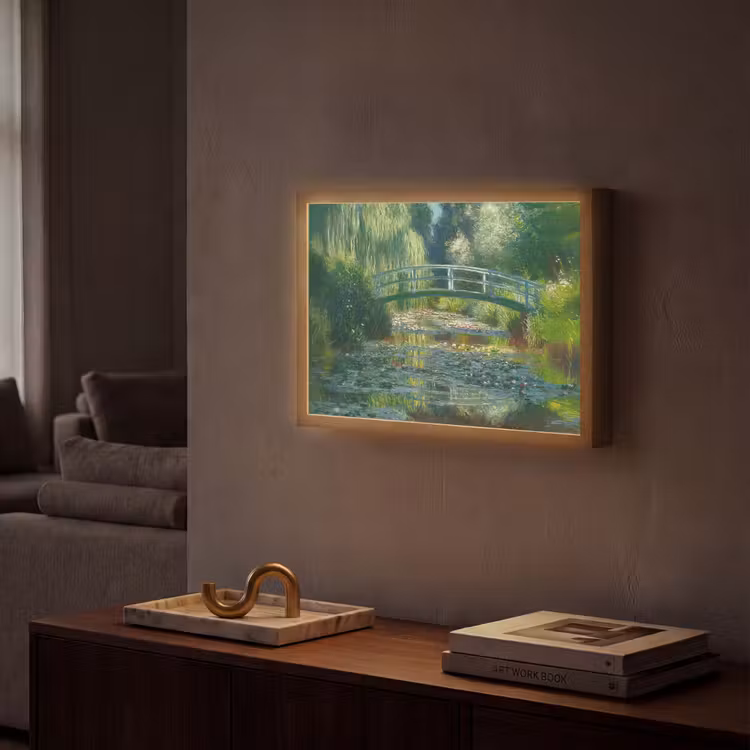 Lightbox - Wandlamp - Brug - Hout - Vijver - Waterlelies — 2