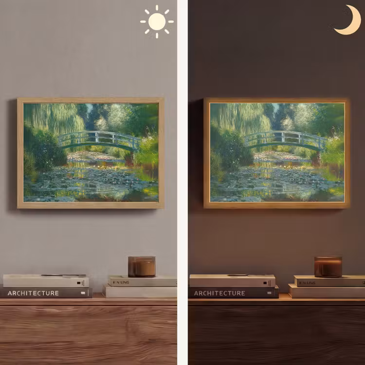Lightbox - Wandlamp - Brug - Hout - Vijver - Waterlelies — 6