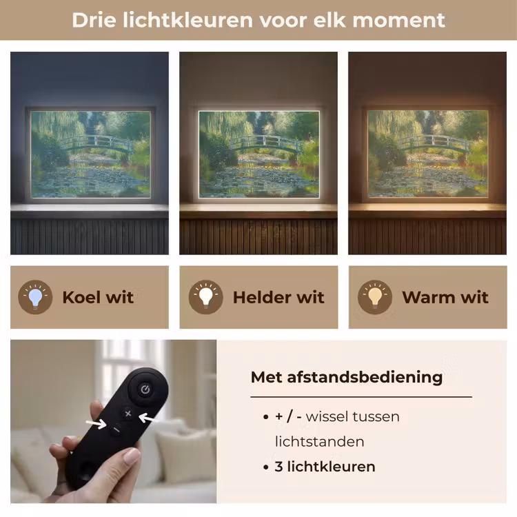 Lightbox - Wandlamp - Brug - Hout - Vijver - Waterlelies — 8