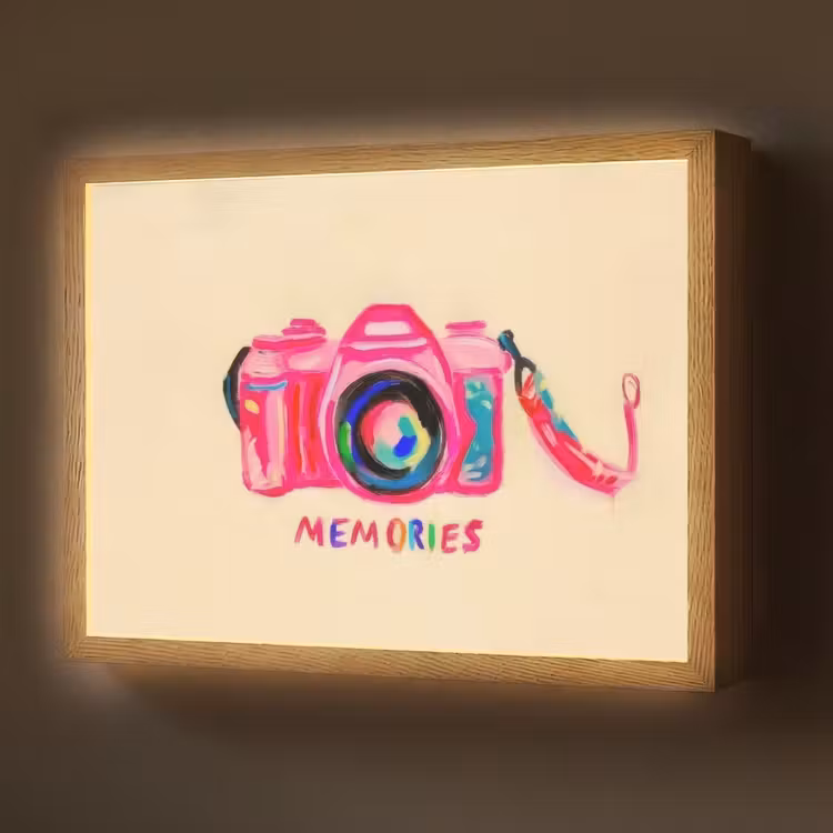 Lightbox - Wandlamp - Camera - Memories - Roze - Geschilderd — 1