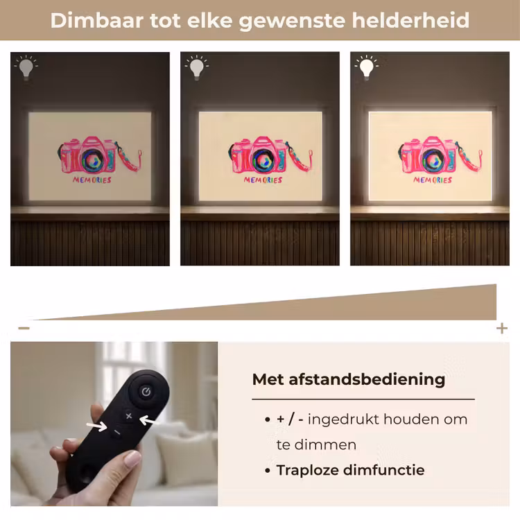 Lightbox - Wandlamp - Camera - Memories - Roze - Geschilderd — 9