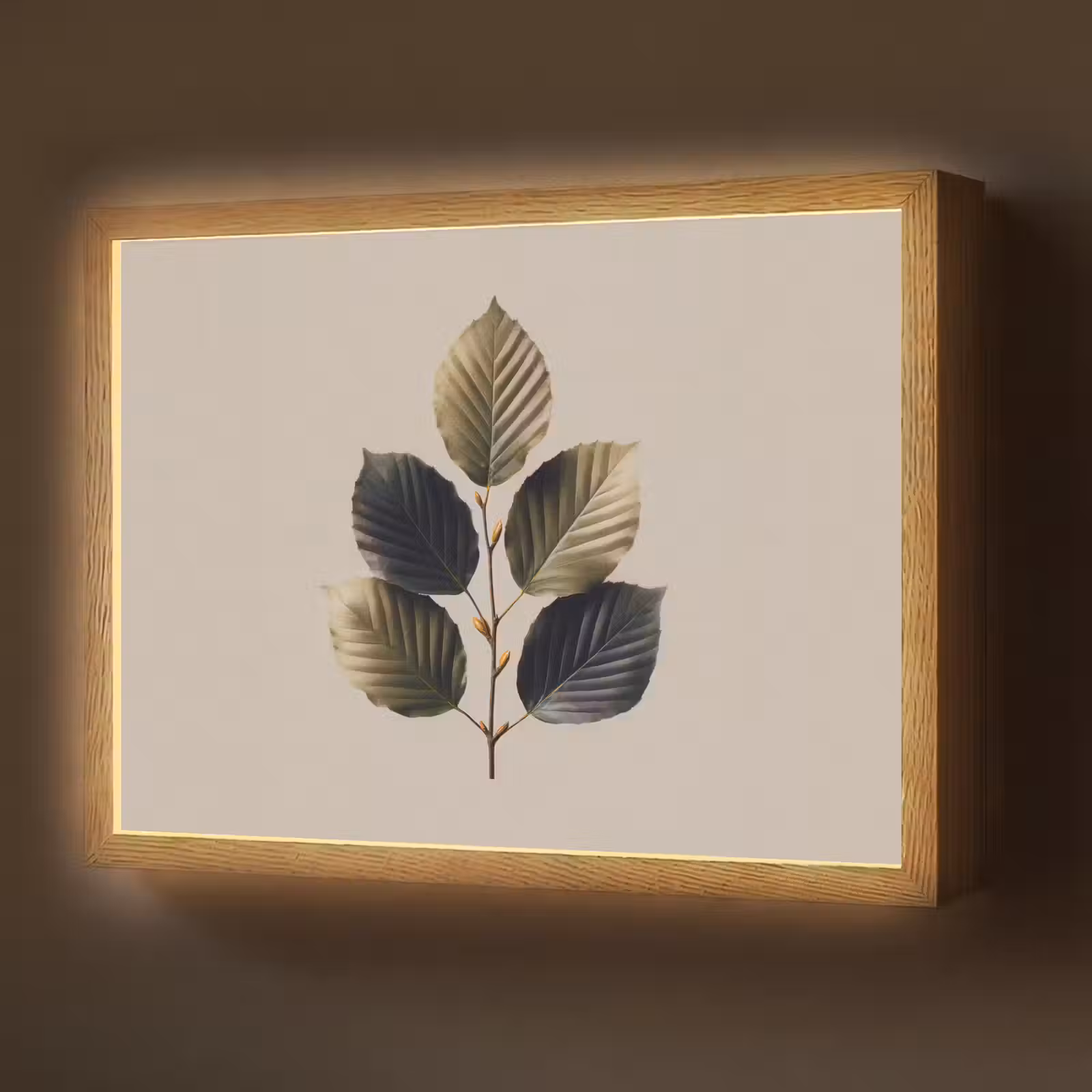 Lightbox - Wandlamp - Beukenbladeren - Bruin - Groen - neutraal — 1