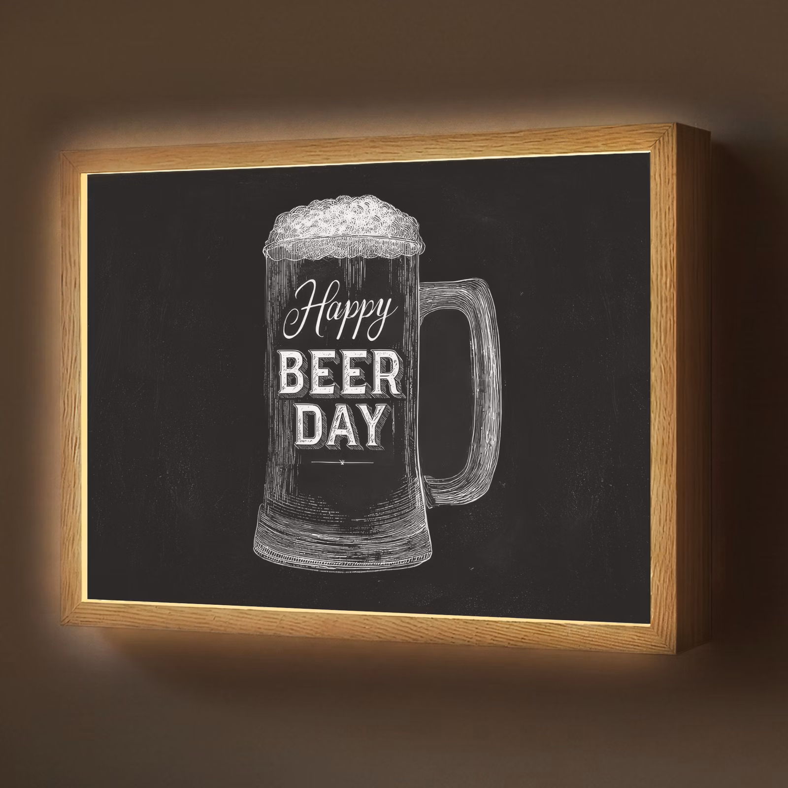 Lightbox - Wandlamp - Bierpul - Witte krijtletters - Happy beer day — 1