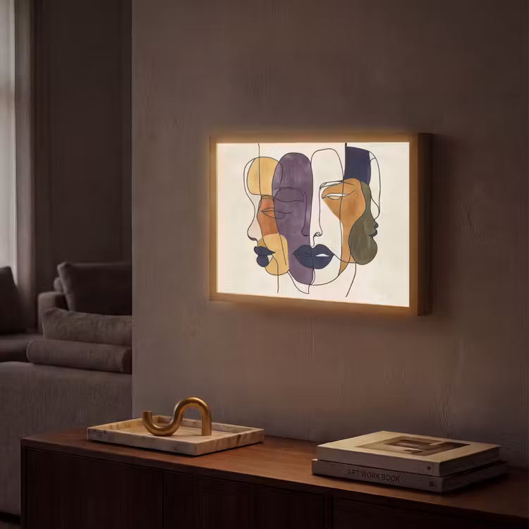 Lightbox - Wandlamp - Abstract - Overlappende gezichten - Paars - Donkergroen — 2