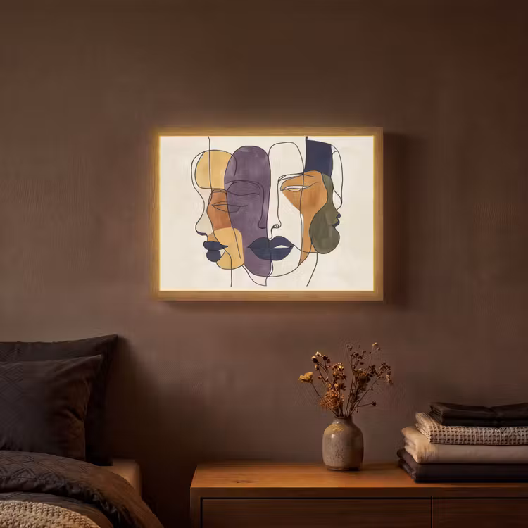 Lightbox - Wandlamp - Abstract - Overlappende gezichten - Paars - Donkergroen — 3
