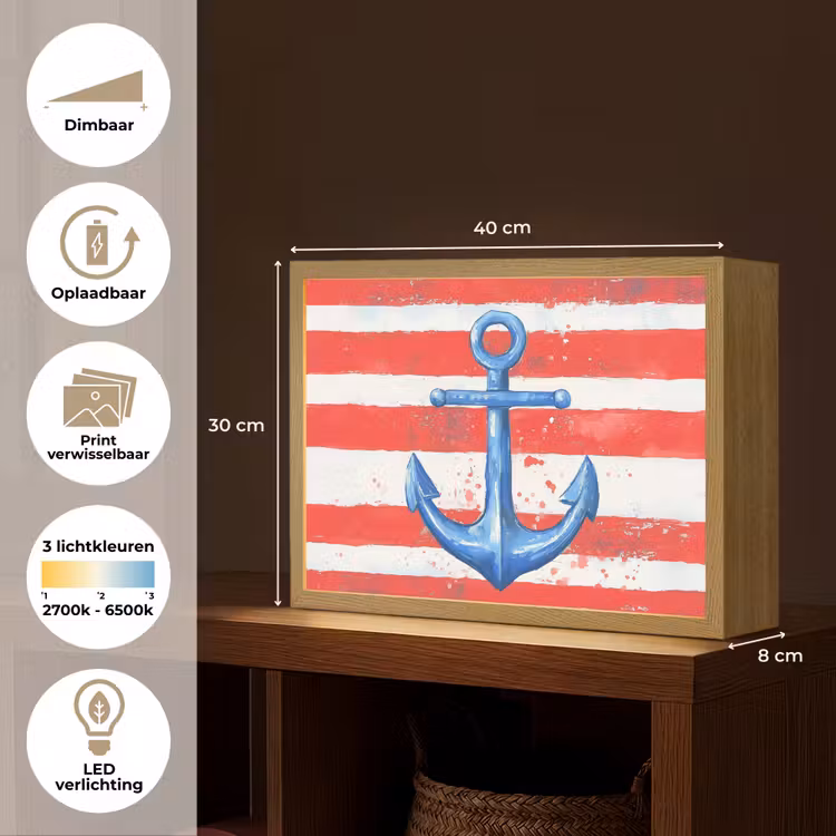 Lightbox - Wandlamp - Anker - Verfspatten - Rood - Blauw — 10