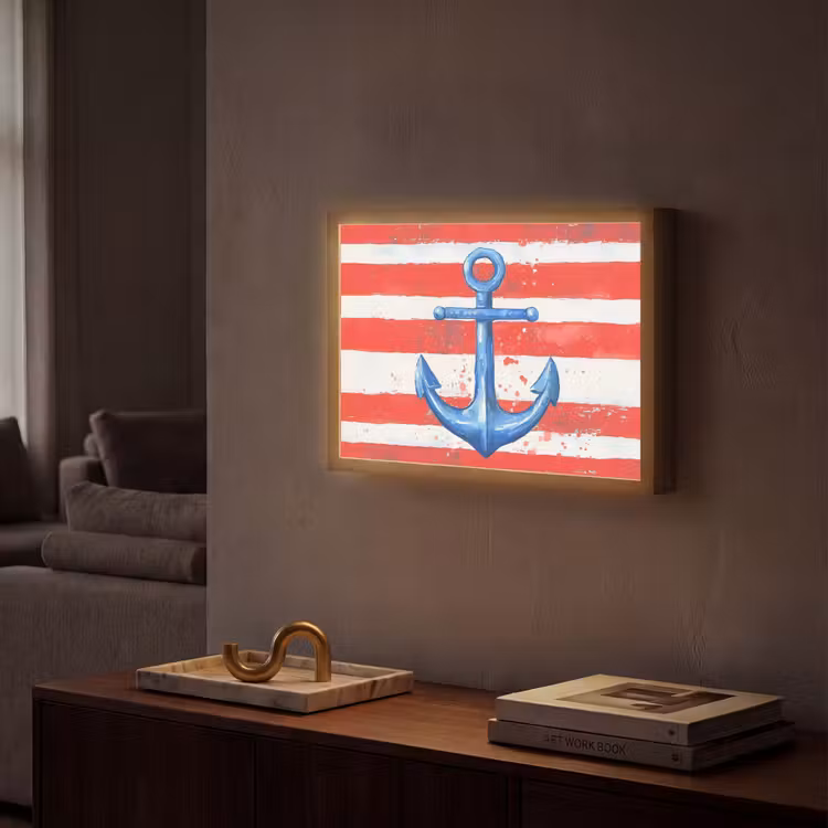 Lightbox - Wandlamp - Anker - Verfspatten - Rood - Blauw — 2