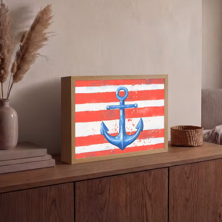 Lightbox - Wandlamp - Anker - Verfspatten - Rood - Blauw — 4