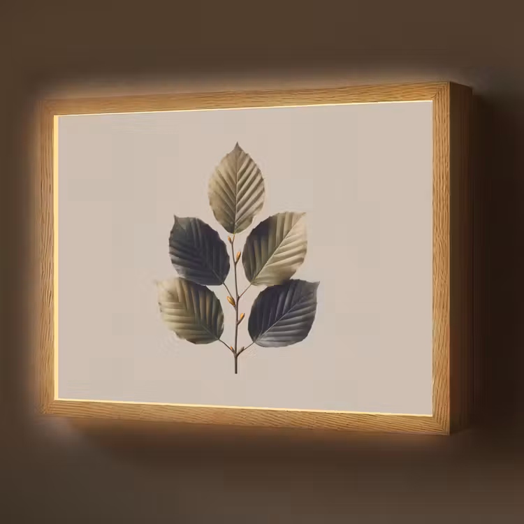 Lightbox - Wandlamp - Beukenbladeren - Bruin - Groen - neutraal — 1
