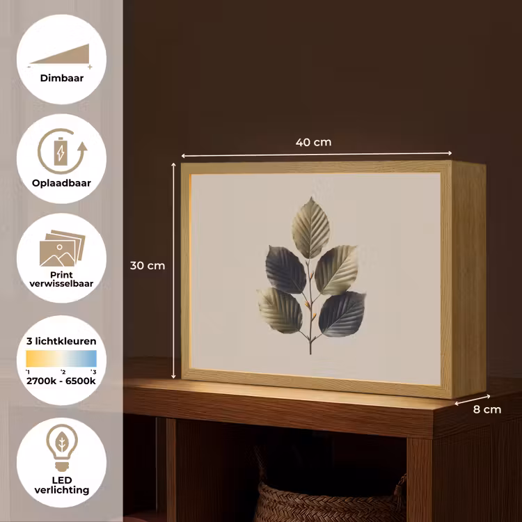 Lightbox - Wandlamp - Beukenbladeren - Bruin - Groen - neutraal — 10