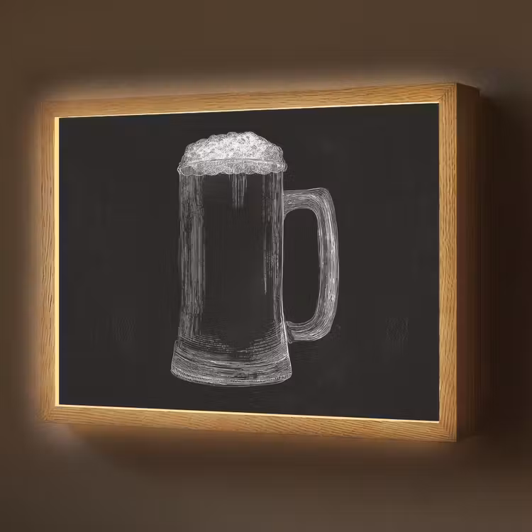 Lightbox - Wandlamp - Bierpul - Schuim - Krijttekening — 1