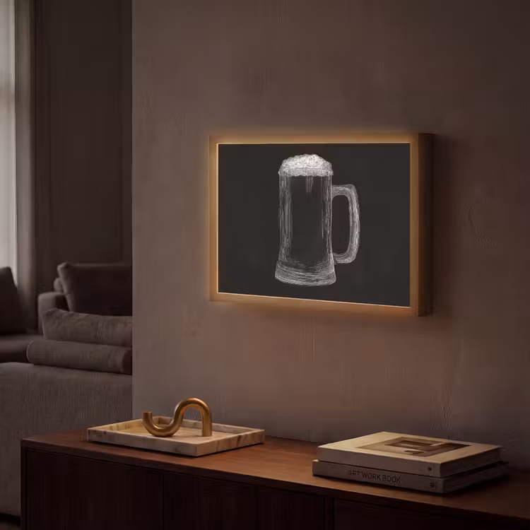 Lightbox - Wandlamp - Bierpul - Schuim - Krijttekening — 2