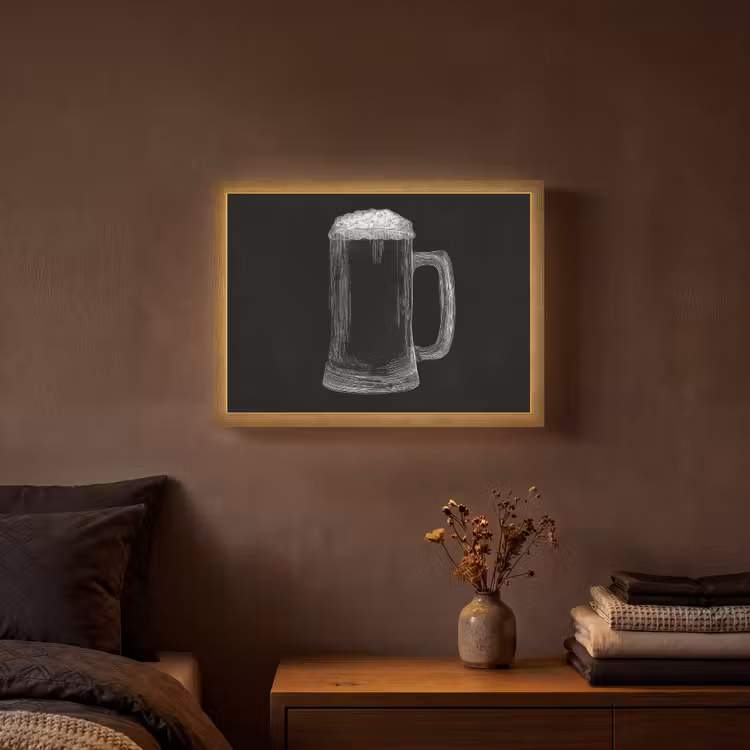 Lightbox - Wandlamp - Bierpul - Schuim - Krijttekening — 3