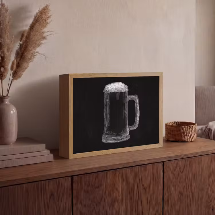 Lightbox - Wandlamp - Bierpul - Schuim - Krijttekening — 4