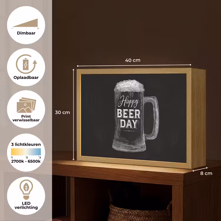 Lightbox - Wandlamp - Bierpul - Witte krijtletters - Happy beer day — 10