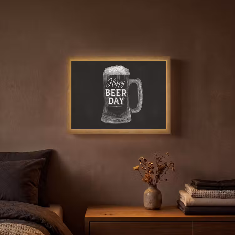 Lightbox - Wandlamp - Bierpul - Witte krijtletters - Happy beer day — 3