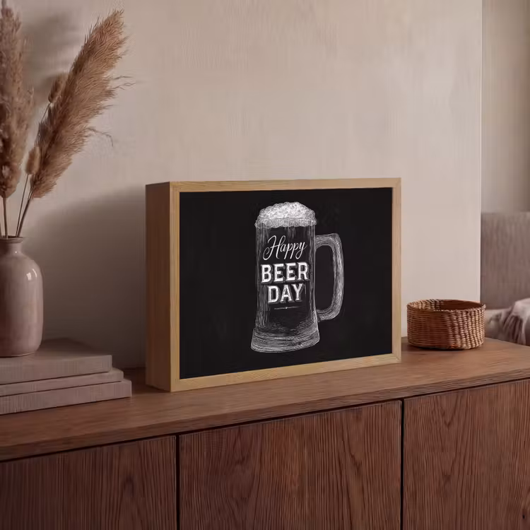 Lightbox - Wandlamp - Bierpul - Witte krijtletters - Happy beer day — 4