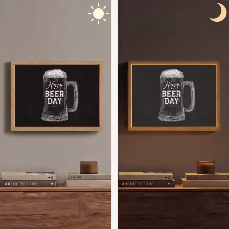 Lightbox - Wandlamp - Bierpul - Witte krijtletters - Happy beer day — 6