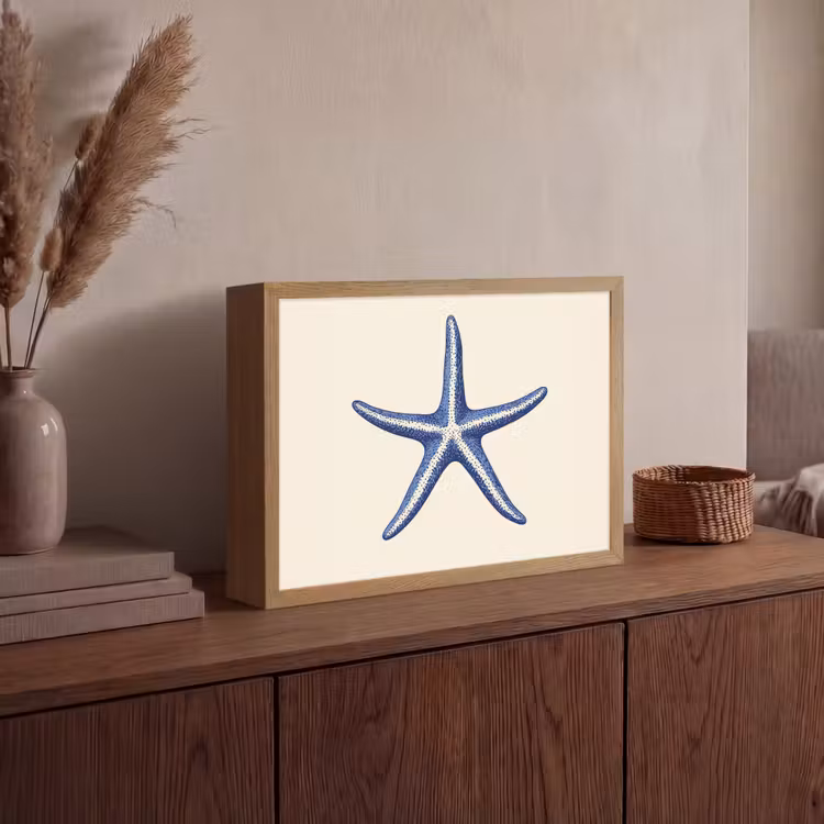 Lightbox - Wandlamp - Blauwe zeester - Minimalistisch - Beige — 4