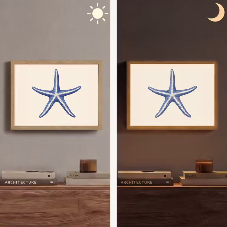 Lightbox - Wandlamp - Blauwe zeester - Minimalistisch - Beige — 6