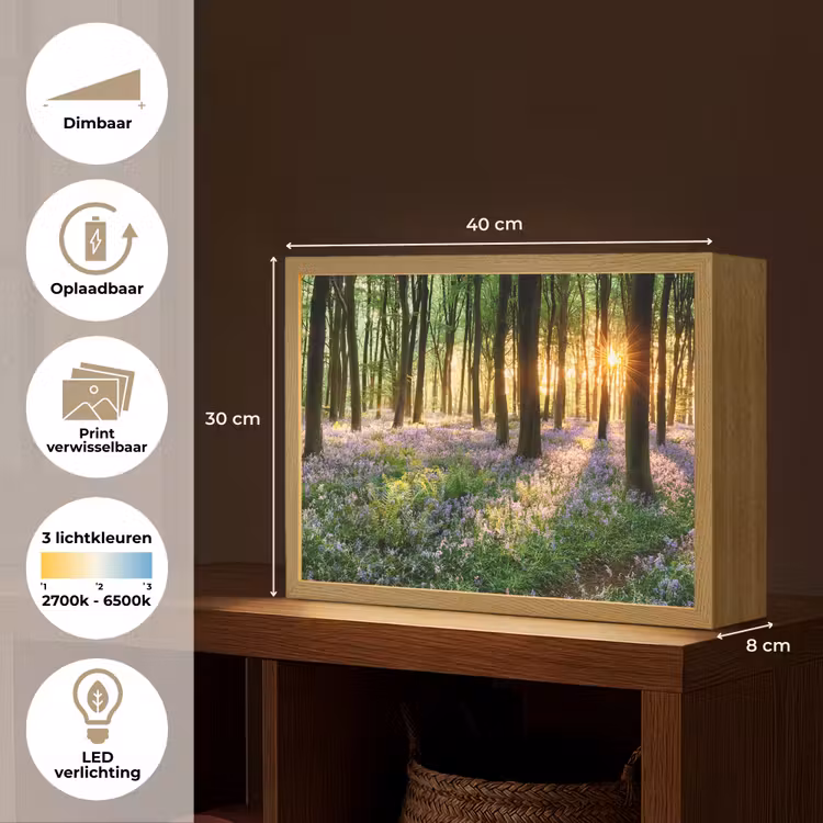 Lightbox - Wandlamp - Bos - Bloemen - Lavendel - Zon - Paars - Natuur — 10