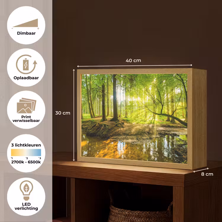 Lightbox - Wandlamp - Bos - Landschap - Water - Bomen - Zon - Groen - Natuur — 10