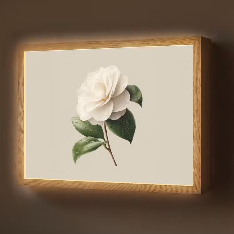 Lightbox - Wandlamp - Cameliabloem - Wit - Groen — 1