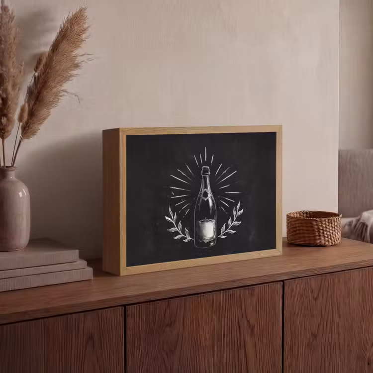 Lightbox - Wandlamp - Champagnefles - Lauriertakken - Zwarte achtergrond — 4