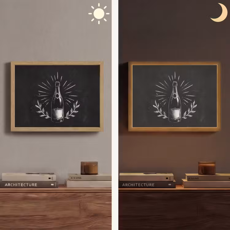 Lightbox - Wandlamp - Champagnefles - Lauriertakken - Zwarte achtergrond — 6
