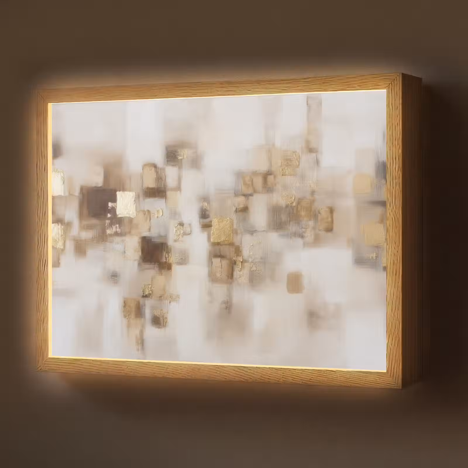 Lightbox - Wandlamp - Abstracte vierkanten - Aardetonen - Mistig — 1