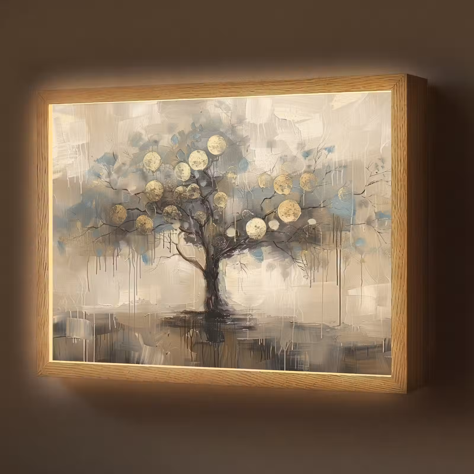 Lightbox - Wandlamp - Beige - Abstract - Boom - Goud — 1