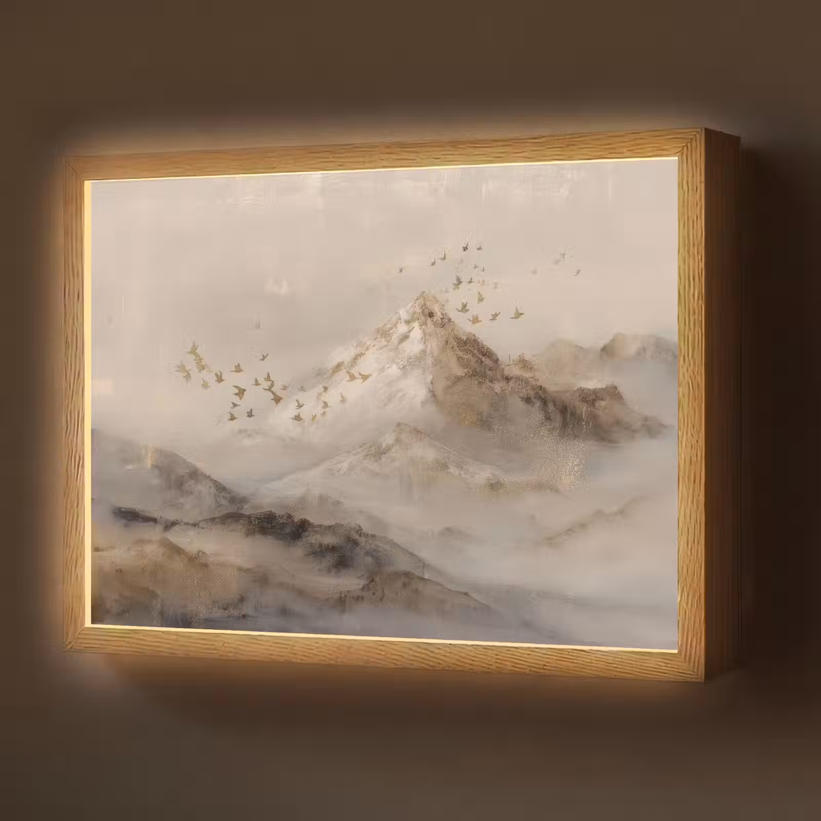 Lightbox - Wandlamp - Berglandschap - Mist - Penseelstreken — 1
