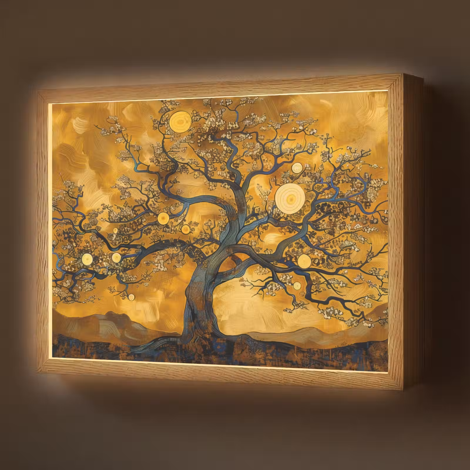 Lightbox - Wandlamp - Boom - Levensboom - Abstract - Goud — 1