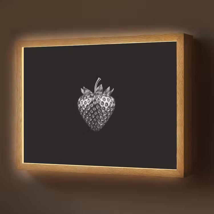 Lightbox - Wandlamp - Aardbei - Zaadstructuur - Realistisch — 1
