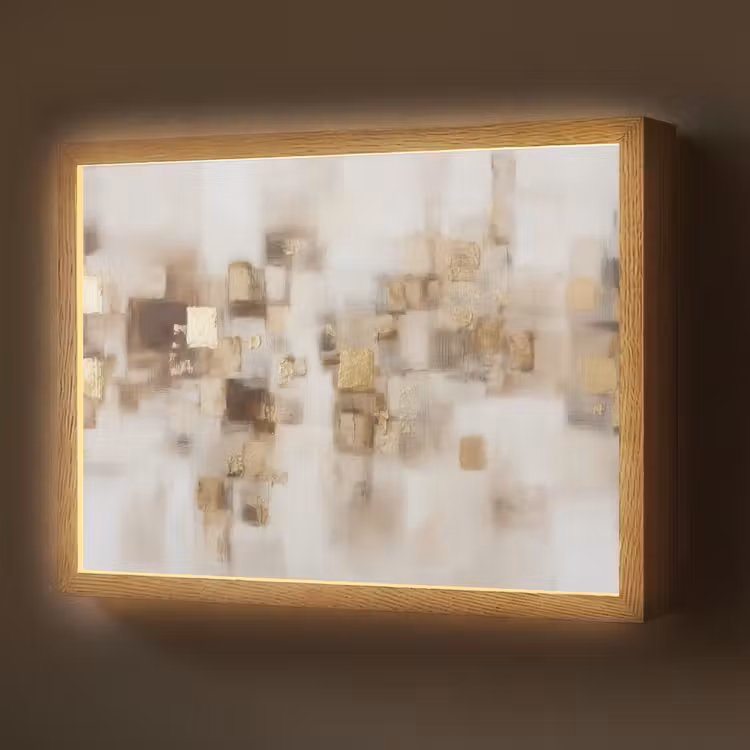 Lightbox - Wandlamp - Abstracte vierkanten - Aardetonen - Mistig — 1