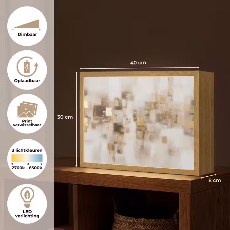 Lightbox - Wandlamp - Abstracte vierkanten - Aardetonen - Mistig — 10