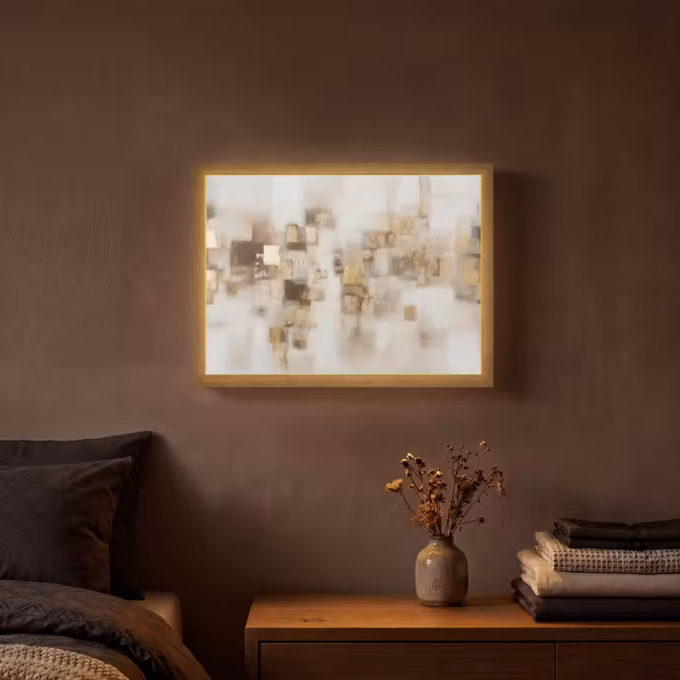 Lightbox - Wandlamp - Abstracte vierkanten - Aardetonen - Mistig — 3