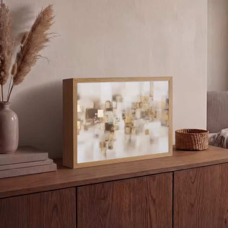 Lightbox - Wandlamp - Abstracte vierkanten - Aardetonen - Mistig — 4