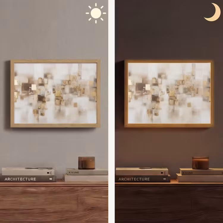 Lightbox - Wandlamp - Abstracte vierkanten - Aardetonen - Mistig — 6