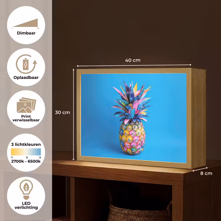 Lightbox - Wandlamp - Ananas - Blauw - Tropisch - Vrolijk — 10