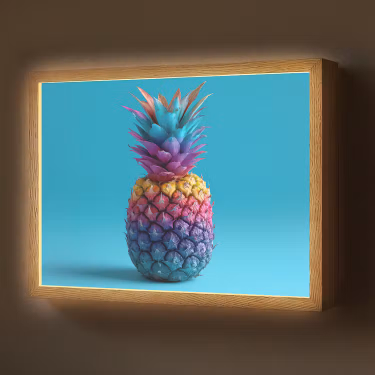 Lightbox - Wandlamp - Ananas - Regenboog - Blauw - Popart — 1
