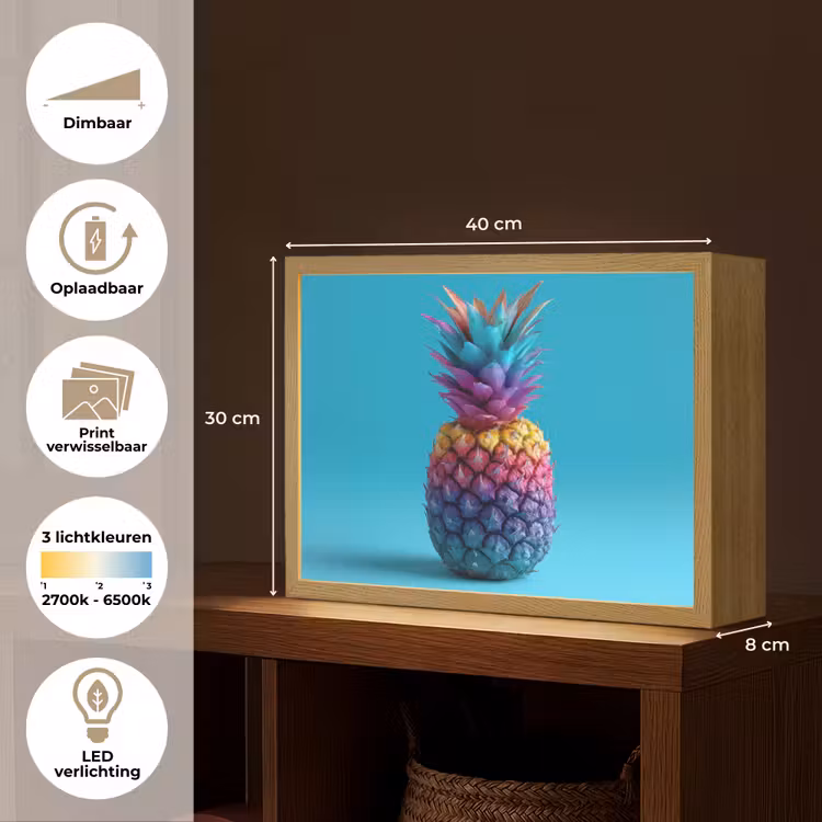 Lightbox - Wandlamp - Ananas - Regenboog - Blauw - Popart — 10