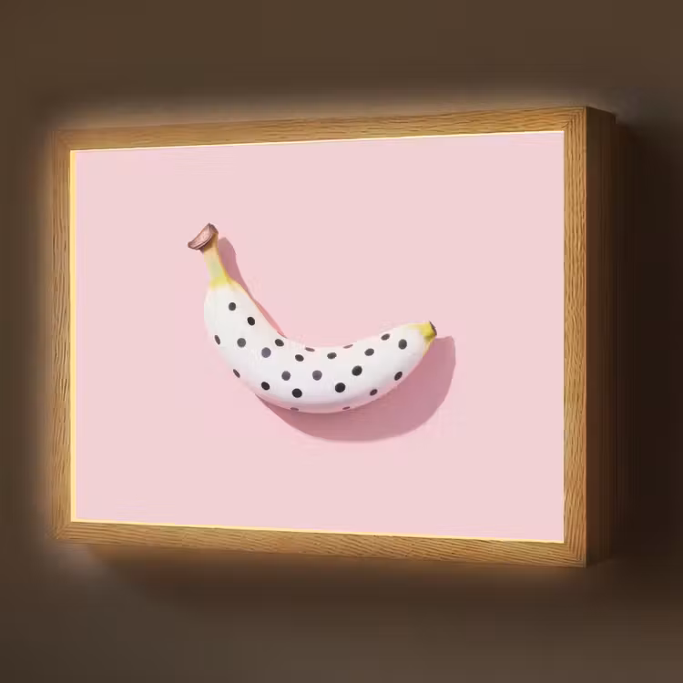 Lightbox - Wandlamp - Banaan - Stippen - roze — 1
