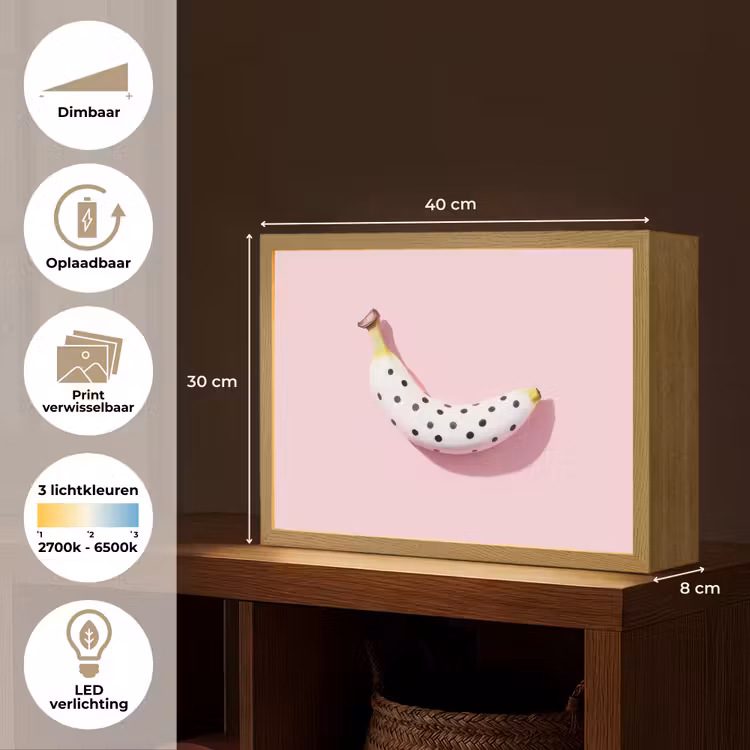 Lightbox - Wandlamp - Banaan - Stippen - roze — 10