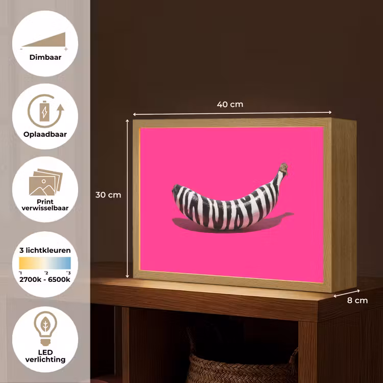 Lightbox - Wandlamp - Banaan - Zebraprint - Roze — 10