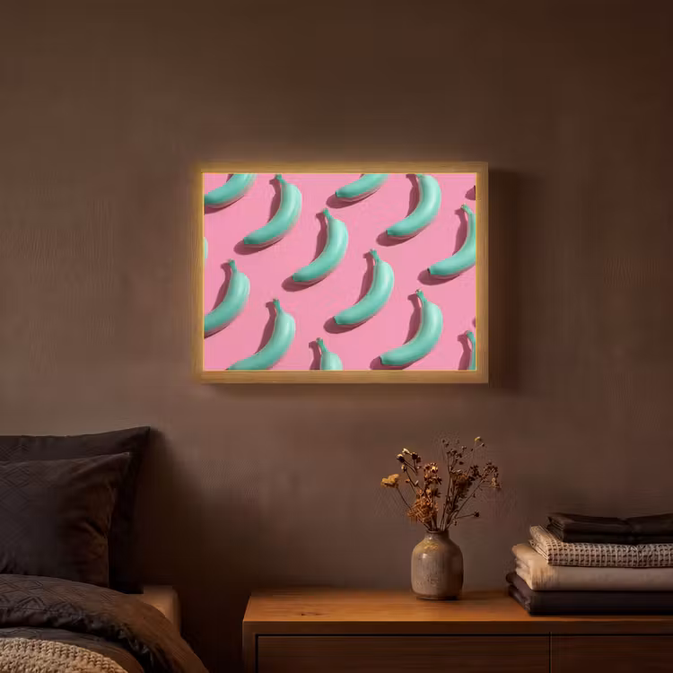 Lightbox - Wandlamp - Bananen - Patroon - Blauw - Roze — 3