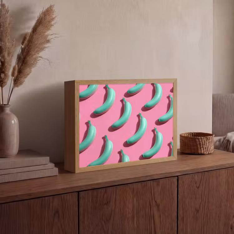 Lightbox - Wandlamp - Bananen - Patroon - Blauw - Roze — 4