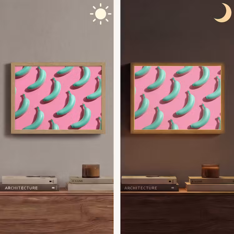 Lightbox - Wandlamp - Bananen - Patroon - Blauw - Roze — 6