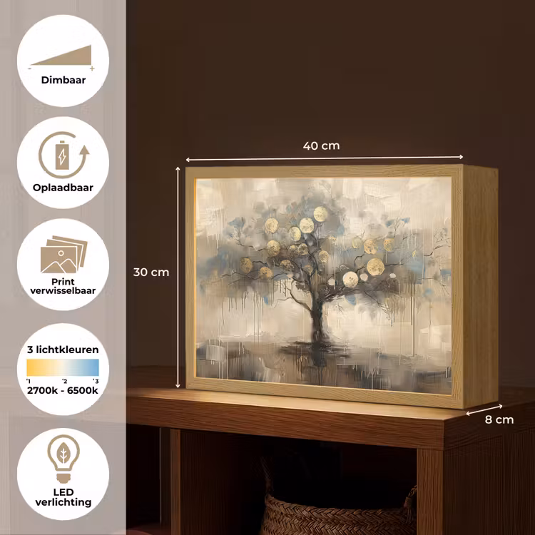 Lightbox - Wandlamp - Beige - Abstract - Boom - Goud — 10