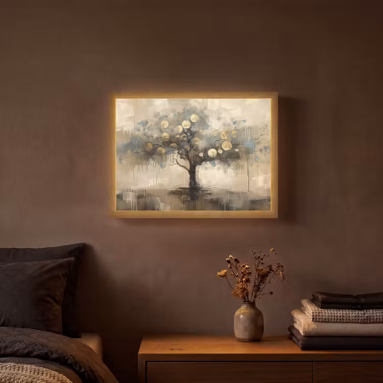 Lightbox - Wandlamp - Beige - Abstract - Boom - Goud — 3